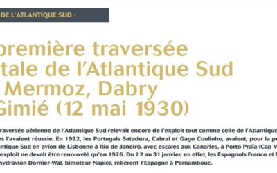 La 1ère traversée postale de l’Atlantique Sud par Mermoz, Dabry et Gimié, article de M. Bertrand SINAIS extrait du catalogue de vente sur Offre N°239